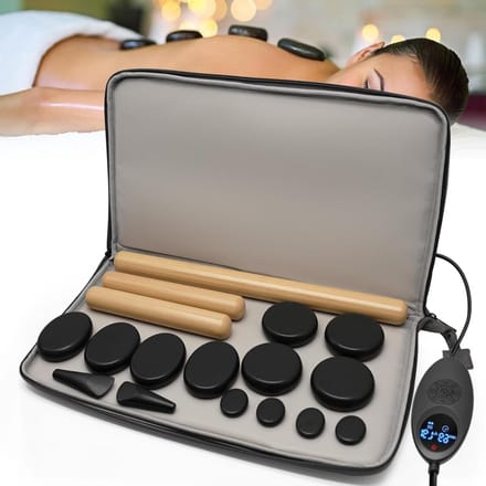 Massage Stenen Set - Hot Rocks Kit - Ontspanning Stimuleren - Temperatuur Controle - 14 Delig - Natuursteen