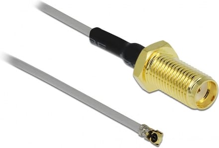 MHF 4L (v) - SMA (v) kabel - Micro Coax (1,37 mm) - 50 Ohm / grijs - 0,35 meter