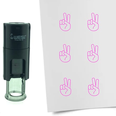 CombiCraft Stempel Victory hand / peace 10mm rond - Roze inkt