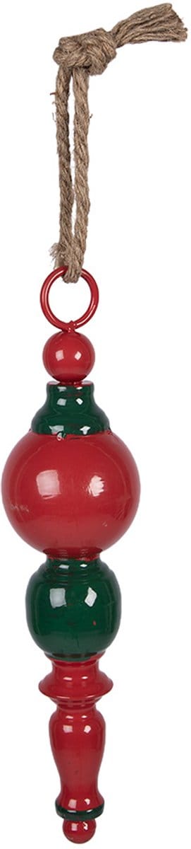 Clayre & Eef Kersthanger Ø 8x33 cm Rood Groen Metaal
