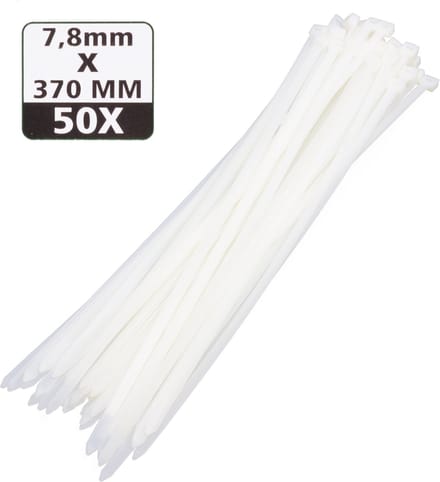 Hofftech Witte nylon kabelbinders - UV-bestendig - 370 mm - 50 stuks
