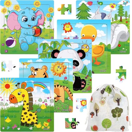 Set van 6 Houten Legpuzzels met Dieren voor Peuters en Kleuters