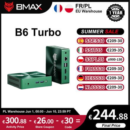 BMAX B6 Turbo Mini Pc Intel Core i5 8257U Windows 11 16GB RAM 512GB SSD HDMI USB DP Bluetooth WIFI Computer