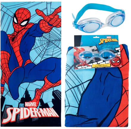 Spiderman Strandlaken Set met Zwembril Jongens – Strandhanddoek – Sneldrogend – Polyester – Lichtgewicht