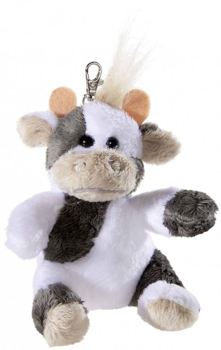 Heunec pluche sleutelhanger koe 10cm - knuffel sleutelhanger.