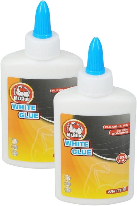 Mr Glue Lijm - 2x - 120 ml - wit - in fles - extra sterk - flexibele fix - snel drogend