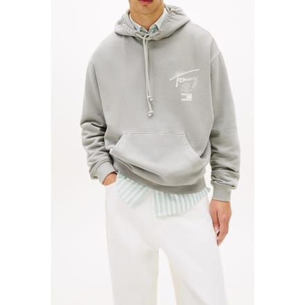 Tommy Hilfiger Relaxed Neon Washed Hoodie Gravel Grey Größe: M | Kaputzenpullis Outlet | Herren | Grau