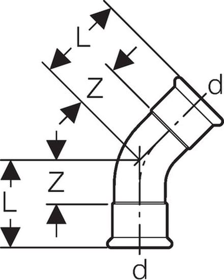 Geberit Mapress roestvrij staal bocht (LABS-vrij), DN 20, 80604