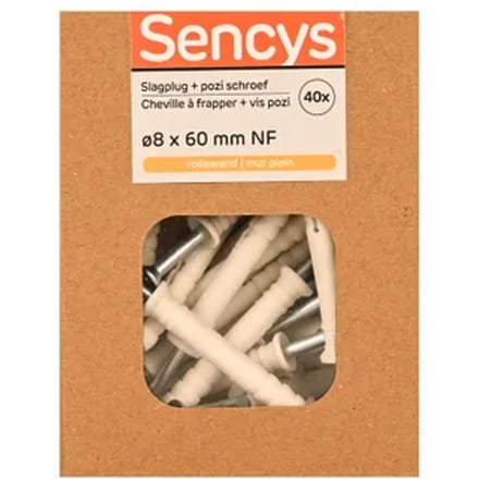 Sencys Slagplug Nylon - Diam. 8x60mm - 40 Stuks