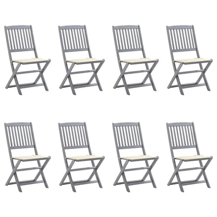 vidaXL - Inklapbare - stoelen - 8 - st - met - kussens - massief - acaciahout