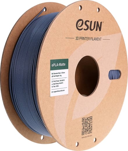 eSun ePLA-Matte Donkergrijs mat / Dark grey 1 kg - 1.75mm - 3D printer filament