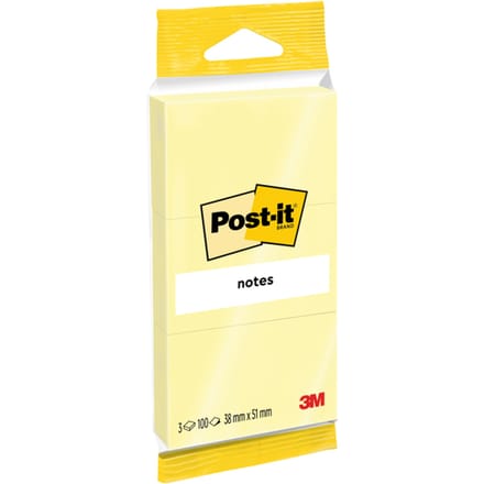 Memoblok Post-it Notes 6810 38x51mm canary yellow 3 stuks