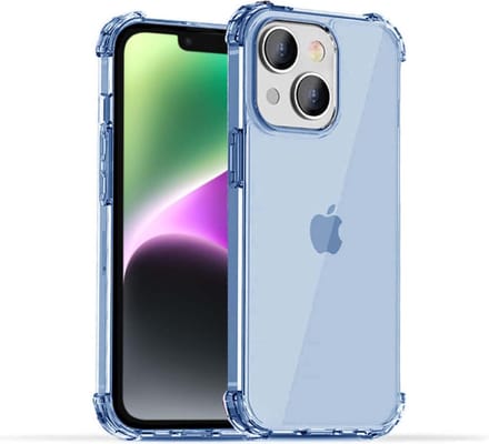 Smartphonica iPhone 14 Plus transparant shockproof siliconen hoesje met stootrand - Blauw geschikt voor iPhone 14 Plus
