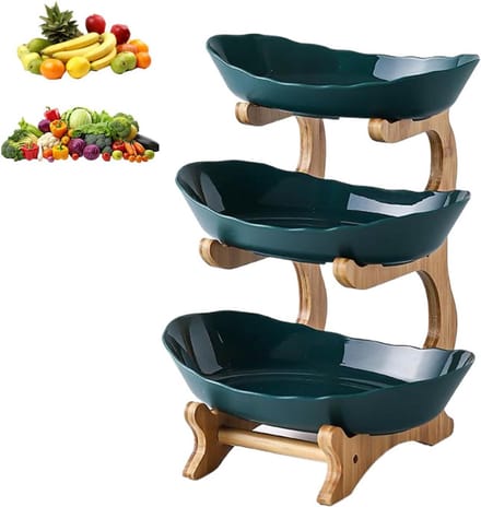 Fruitschaal - Fruitmand Etagere 3 Laags - Groen