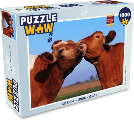 Puzzel Koeien - Bruin - Gras - Legpuzzel - Puzzel 1000 stukjes volwassenen
