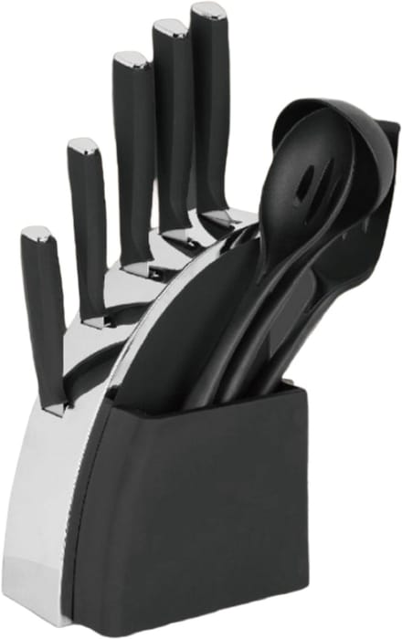 Maître Traiteur Messenset & Keukengerei Set - 9-delig - Zwart/Zilver