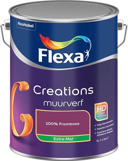 Flexa - Creations Muurverf Extra Mat - 100% Framboos - Mengverf - 5 L