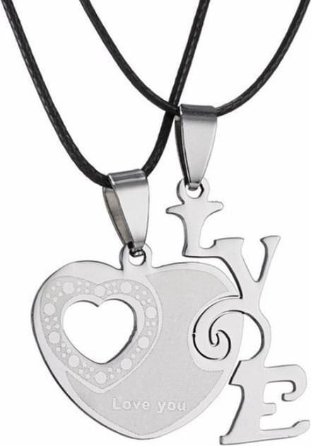 Fako Bijoux® - Vriendschapsketting - BFF Ketting - RVS - Hart Love You