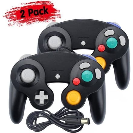 Manette de jeu - Nintendo - Lot de 2 - Noir - Filaire - Compatible Wii et GameCube noir