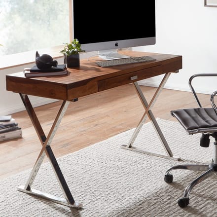 Wohnling Bureau sheesham hout met lade 120 cm