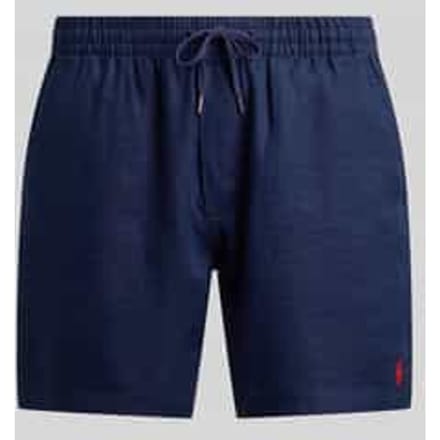 Linnen shorts met tunnelkoord als vetersluiting en logostitching