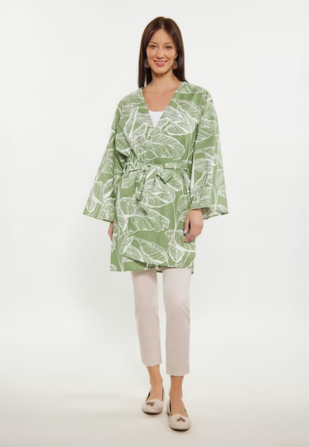 usha Kimono Dames Groen gebroken wit
