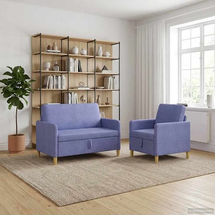 vidaXL - Sofa - Set - Met - Opslag - 2 - st - Jeans - Blauw - Polyester