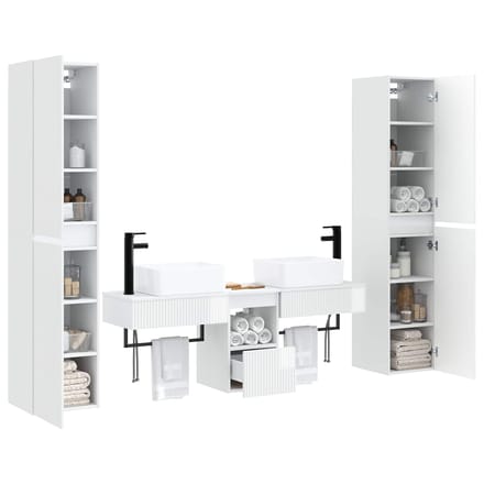 vidaXL - Badkamermeubel - Set - 5 - st - Hoogglans - Wit - 33 - x - 34,5 - x - 160 - cm