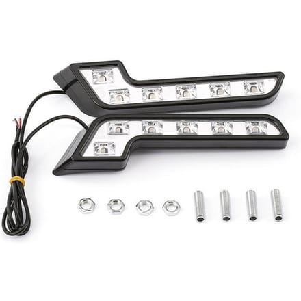 2PCS 12V Lampe de Conduite en Forme de L Feu de Jour Feu Antibrouillard Accessoires de Voiture Durables Imperméables noir