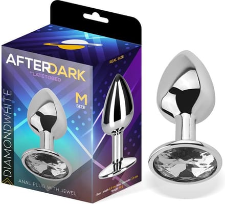 AFTERDARK - Butt Plug With Jewel Diamond White Size M Aluminium