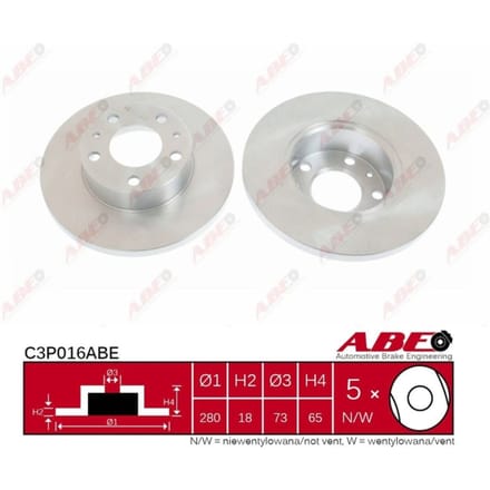 Remschijf ABE C3P016 voorkant, compleet, 1 Stuk