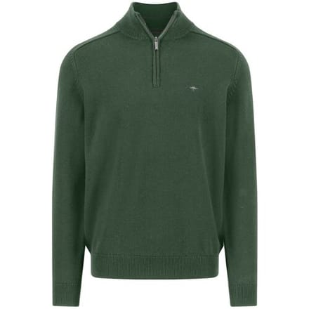 Fynch-Hatton Trui Troyer-Zip Supersoft Cotton Dark Leaf / male