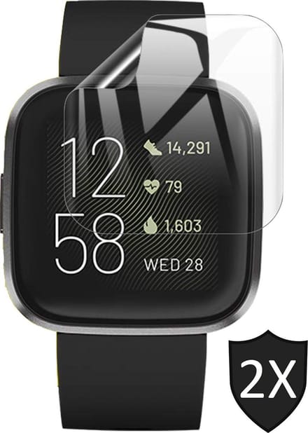 Screenprotector geschikt voor FitBit Versa 2 - PET Glas Folie Screen Protector - 2 Stuks