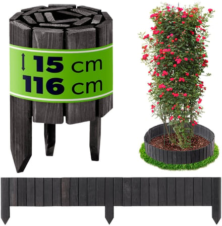 KADAX Houten schutting rolborder L110 H15cm antraciet