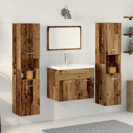 vidaXL - Badkamermeubel - Set - 4 - st - Oud - Hout - 60 - x - 38,5 - x - 46 - cm - Bewerkt - hout