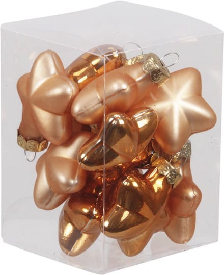 Othmar Decorations Kerstornamenten - sterren - 12x st - autumn sunset oranje - 4 cm - glas