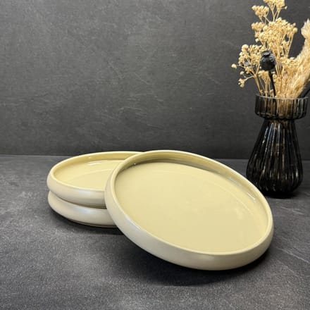 Porseleinen ontbijtbord set van 3 - Beige