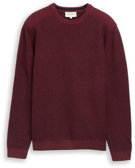 Tom Tailor - Gebreide trui van katoen - Maat S - red navy mouline
