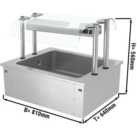 GGM Gastro Einbau Eiswanne - 800mm - 2x GN 1/1 - 90 Liter - mit Glas-Hustenschutz Zilver