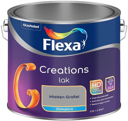 Flexa - Creations Lak Zijdeglans - Midden Grafiet - Mengverf - 2,5 L