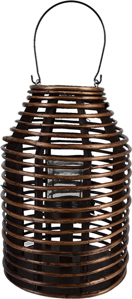 Clayre & Eef Windlicht Ø 25x35 cm Bruin Hout Glas Rond Kaarsenhouder