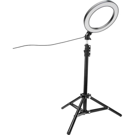 Anneau lumineux LED Selfie 20cm à intensité variable pour photographie vidéo live Lampe USB avec support pour téléphone trépied white
