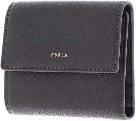 FURLA Leren portemonnee Vitello Night Goccia Compact Wallet Urban Gray grijs