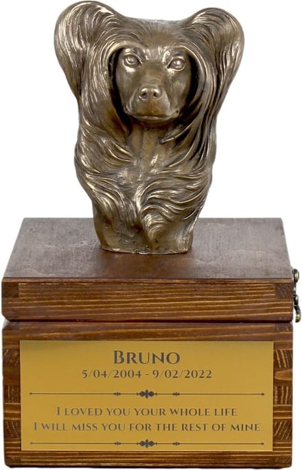 Chinese Crested Dog Puff - Persoonlijke urn met hondenstandbeeld