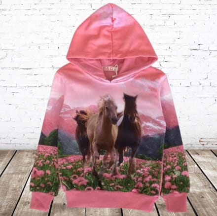 Roze Hoodie met Paard - Roze - 86/92