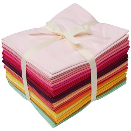 Stofpakket Patchy Uni "Roze-Rood-Oranje-Geel", 17 stekken