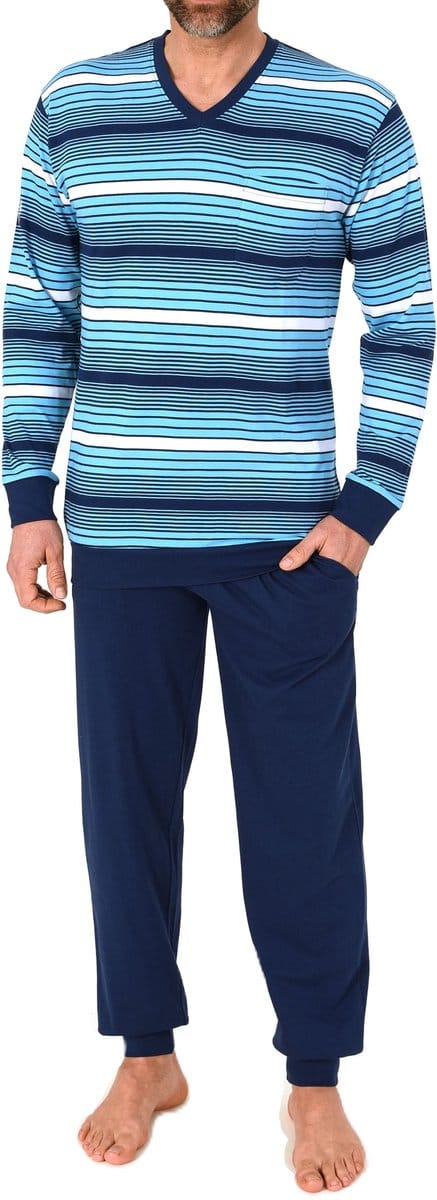 Normann heren pyjama lang met manchetten - pyjama met strepenlook - ook in grote maten