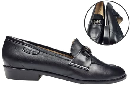 Stravers - Trendy Loafers Maat 43 Leer Zwart Grote Maten Instappers Dames