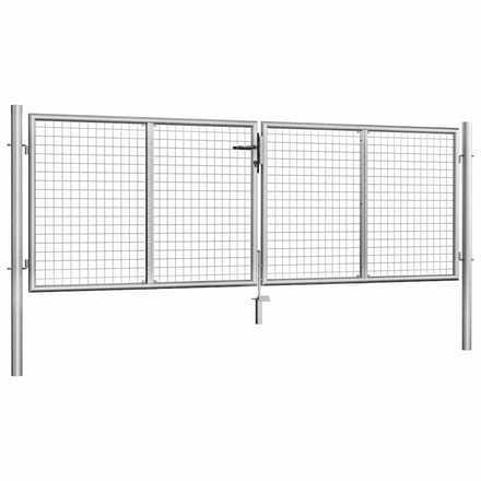 vidaXL - Tuinpoort - gegalvaniseerd - staal - 306x75 - cm - zilver