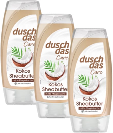 Duschdas Douchegel Kokos Sheabutter - Multiverpakking | 3x 225ml - Kokosnoot - Sheabutter | Verzorgend en Ontspannend - Crèmedouche